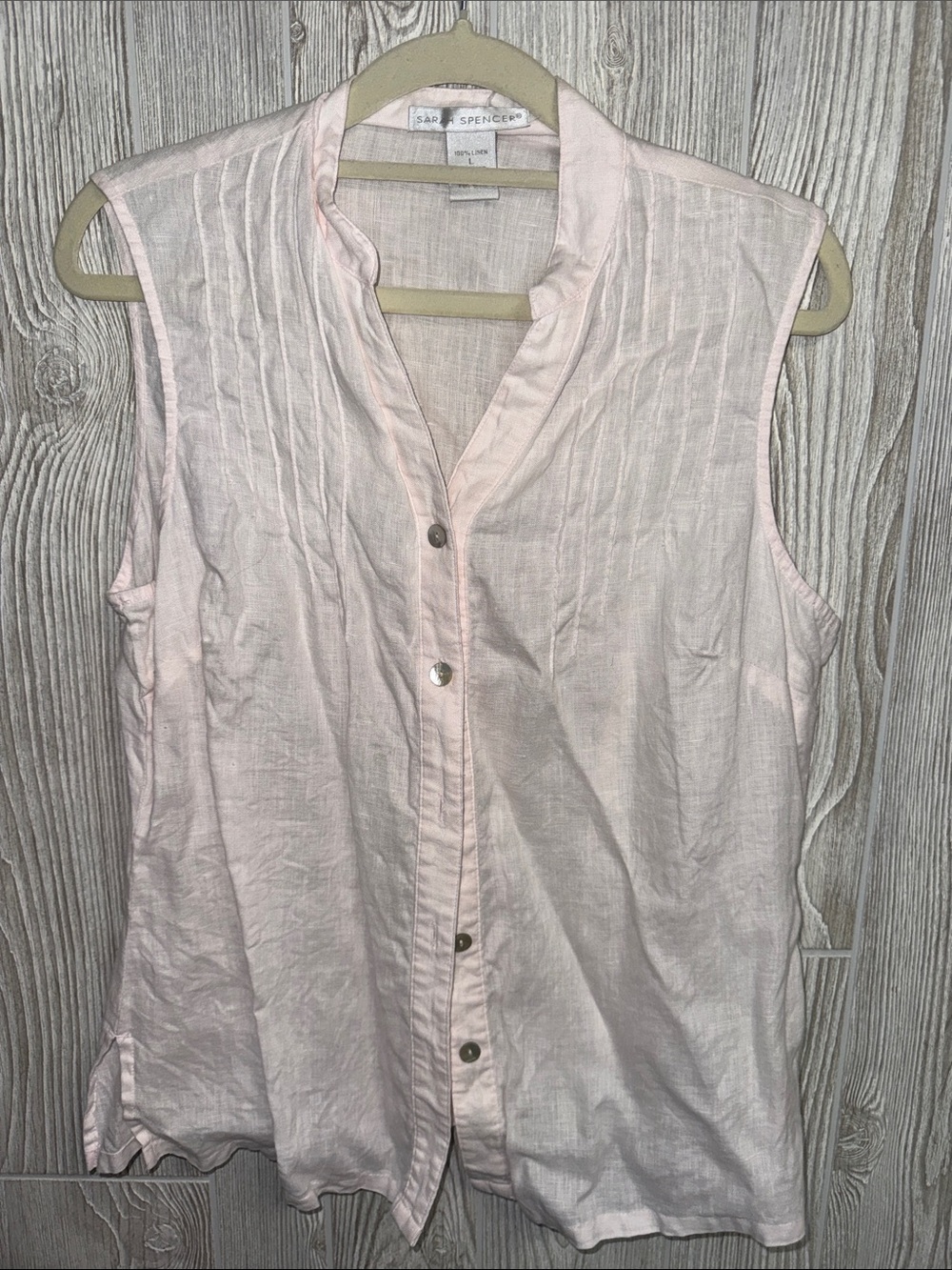 Sarah Spencer Light Pink Sleeveless Button-Front Top